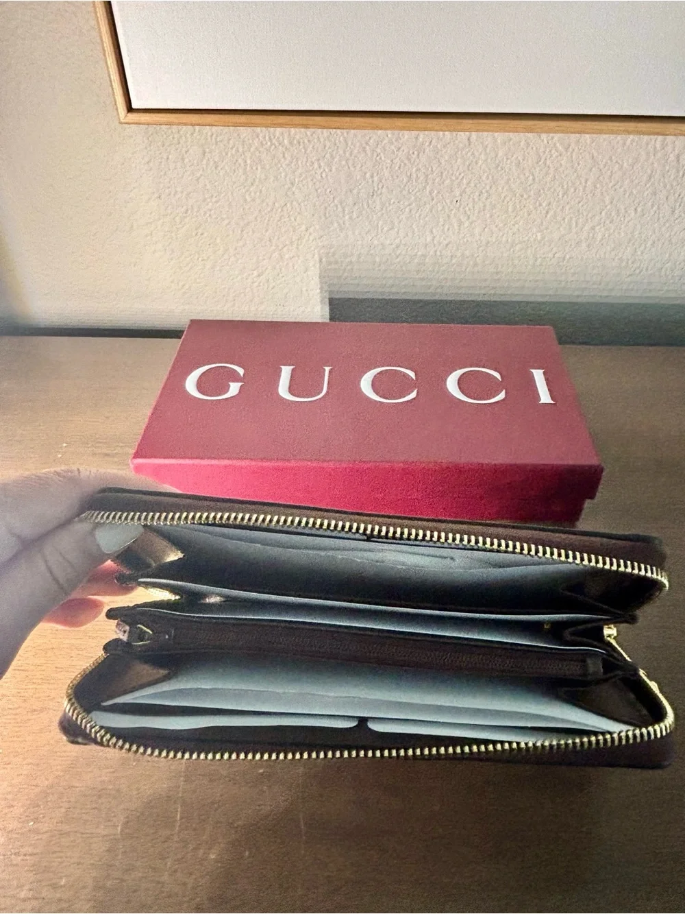 Gucci Brown & Beige GG Supreme Tote with Green-Red Web Stripe with wallet